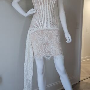 Elegant Lace Corset Dress in Cream